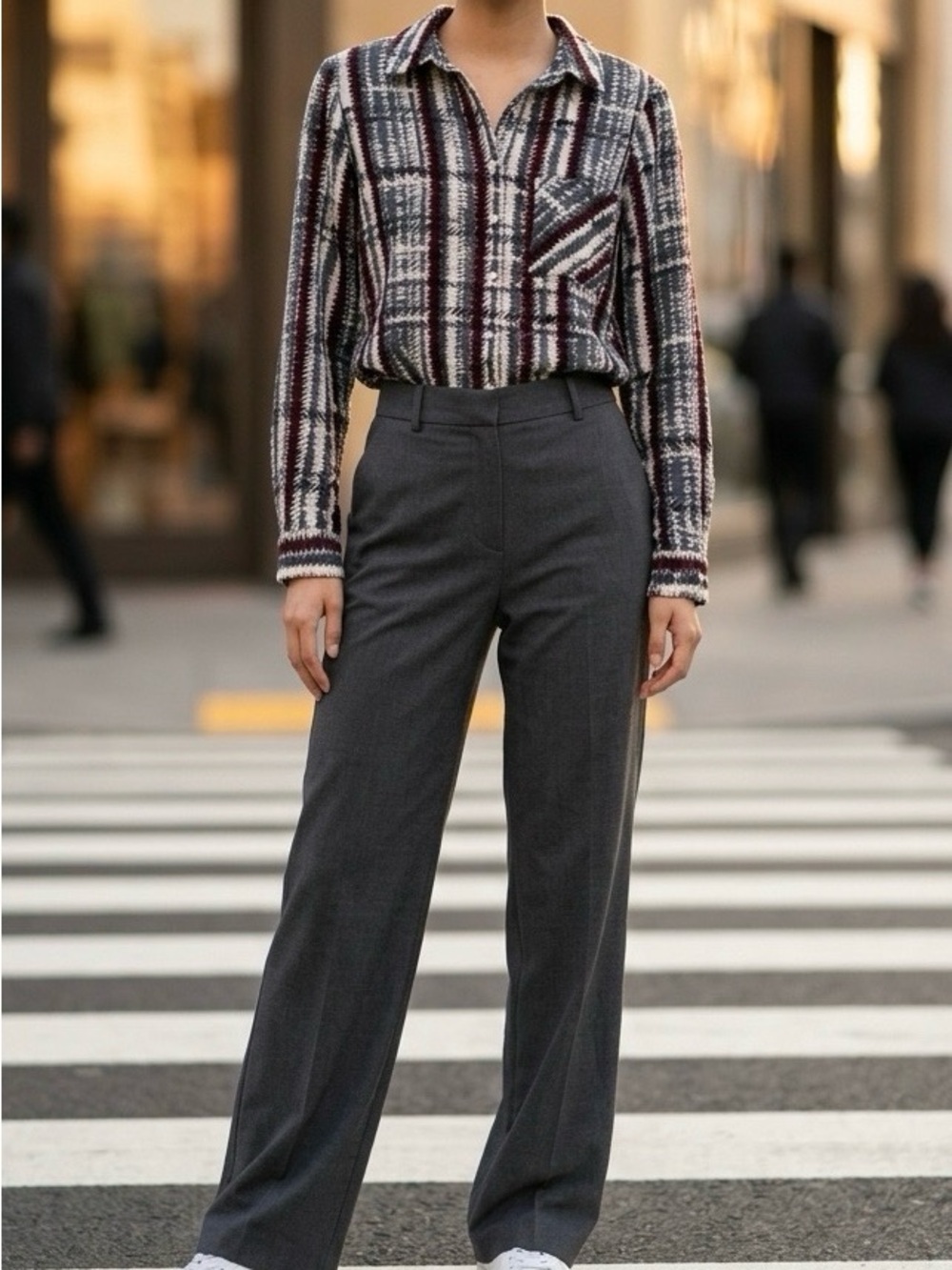 Counterparts Plaid Button-Up blouse.